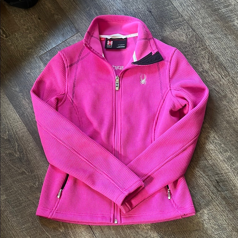 Spyder Pink Fleece Jacket with High Collar and Full Zipper